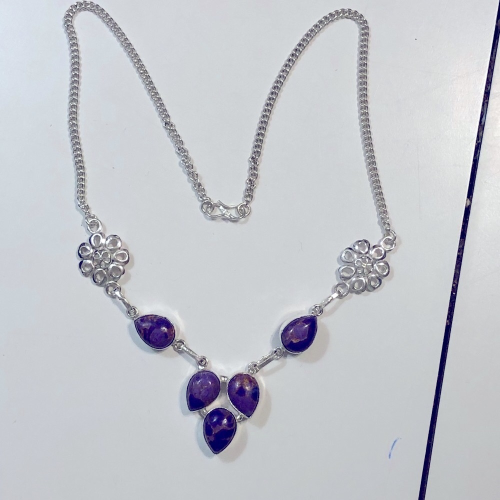 New silver and stone necklace